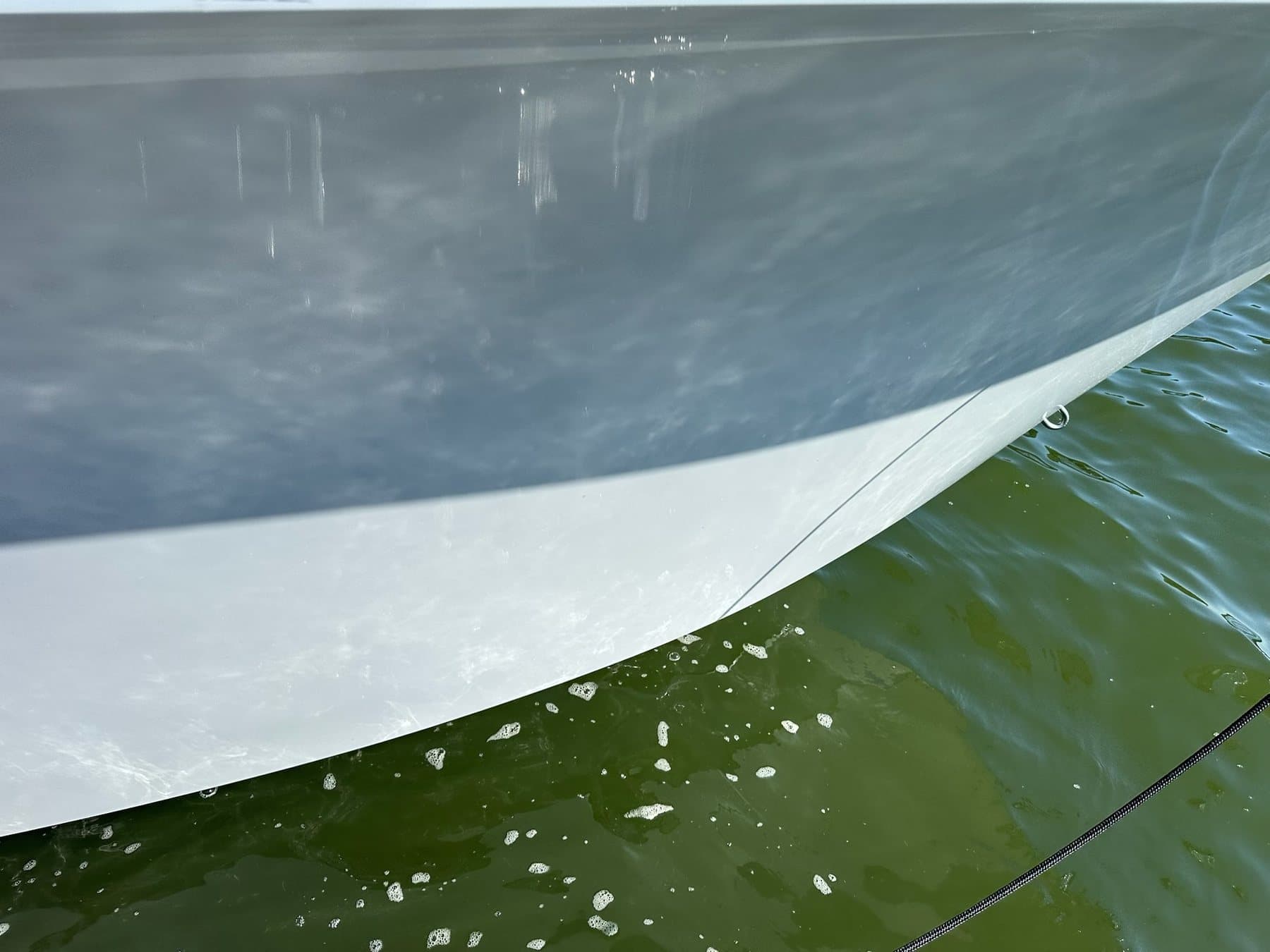 Clean hull and waterline detail at the dock